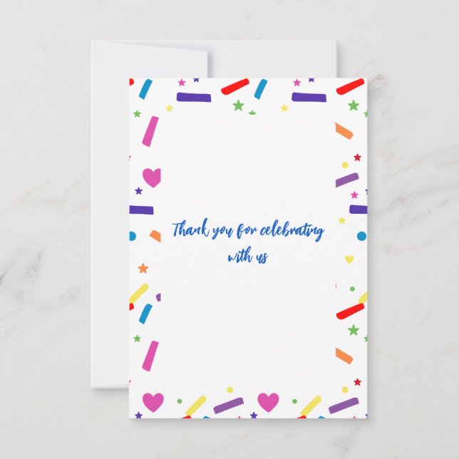 Carte De Remerciements Sweet Sprinkle thème de fête d'anniversaire (Dos)