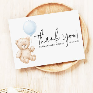Carte De Remerciements Sweet Teddy Bear Baby shower de script moderne