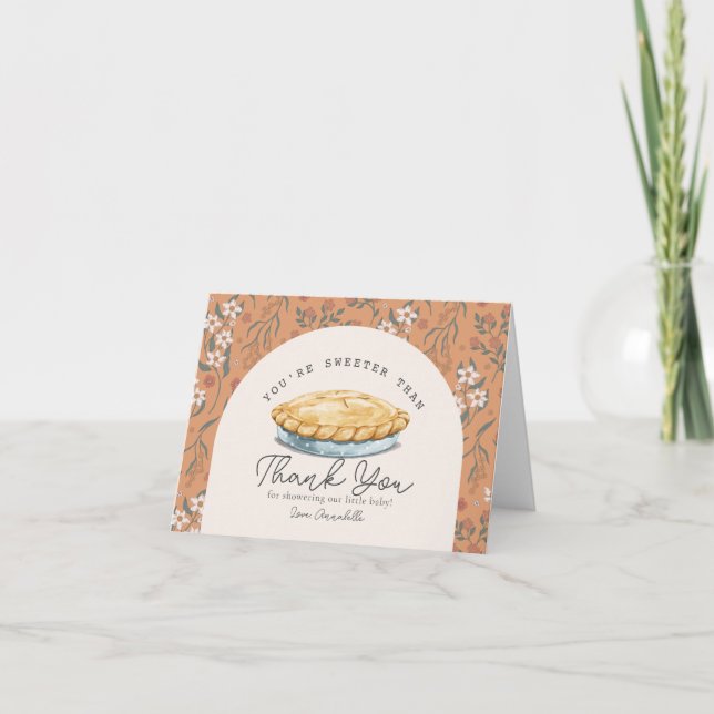 Carte De Remerciements Sweeter than Pie Orange Floral Baby Shower (Devant)