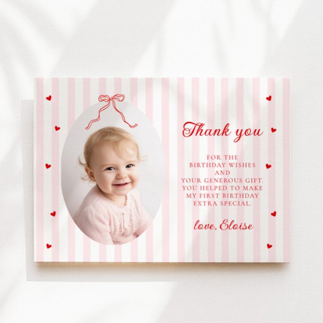 Carte De Remerciements Sweetheart Girl 1st Birthday Flat Thank You Card (Créateur téléchargé)