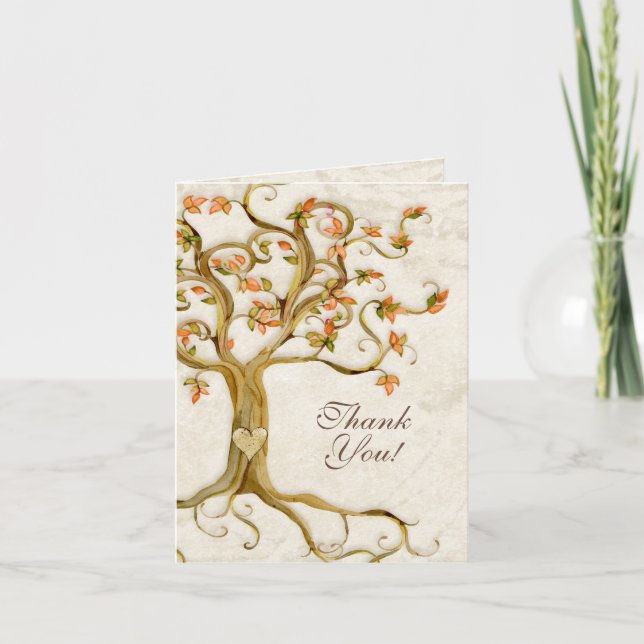 Carte De Remerciements Swirl Tree Roots Antique Tan Custom Thank You Note (Devant)