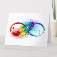 Symbole d'infini avec plume arc-en-ciel