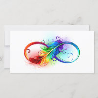 Symbole d'infini avec plume arc-en-ciel