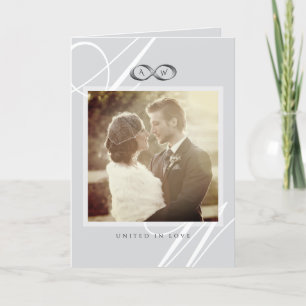 Carte De Remerciements Symbole d'infini platine Monogramme Mariage photo
