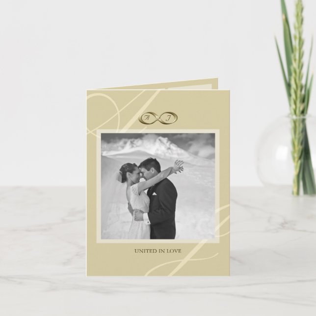 Carte De Remerciements Symbole Gold Infinity Classy Monogramme Mariage ph (Devant)