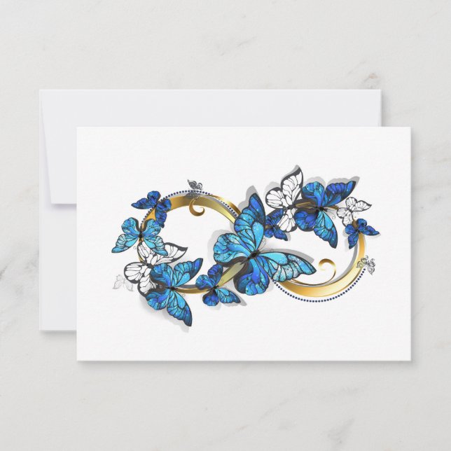 Carte De Remerciements Symbole infini de papillons Morpho bleus (Devant)