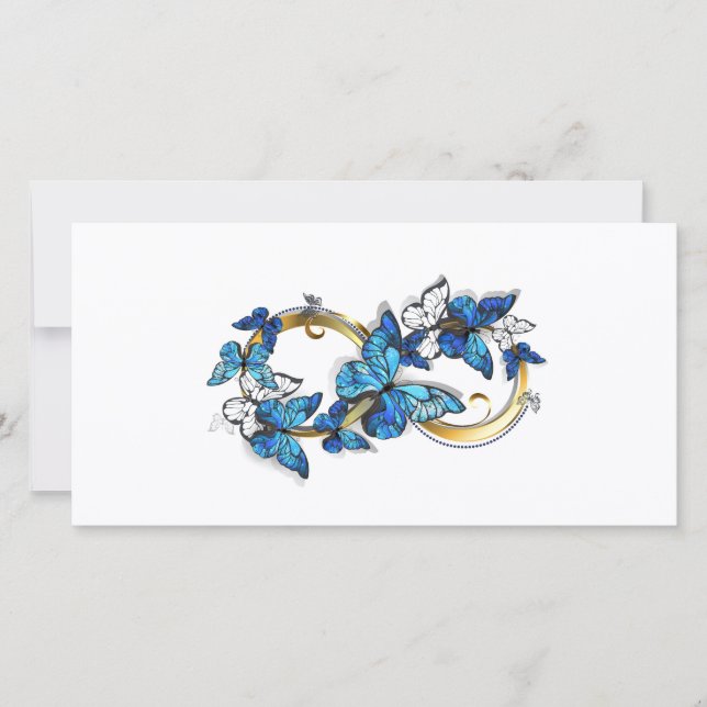 Carte De Remerciements Symbole infini de papillons Morpho bleus (Devant)