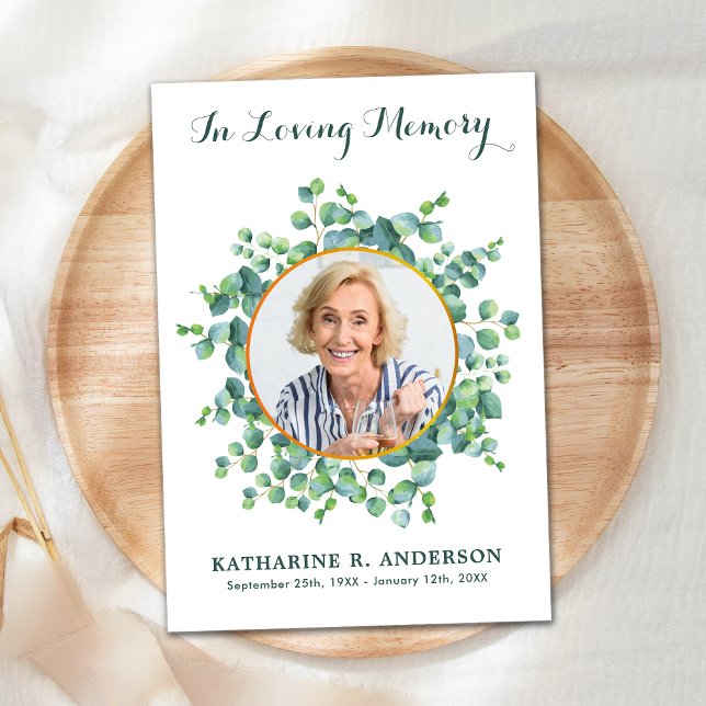 Carte De Remerciements Sympathie aux funérailles du mémorial des eucalypt (Créateur téléchargé)