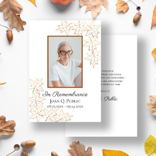 Carte De Remerciements Sympathie commémorative du réveil funéraire Feuill