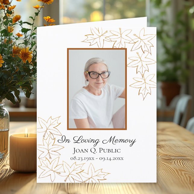 Carte De Remerciements Sympathie commémorative du réveil funéraire Feuill (Créateur téléchargé)