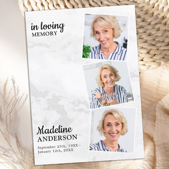 Carte De Remerciements Sympathie Dans La Mémoire Amoureuse Moderne 3 Phot (Créateur téléchargé)