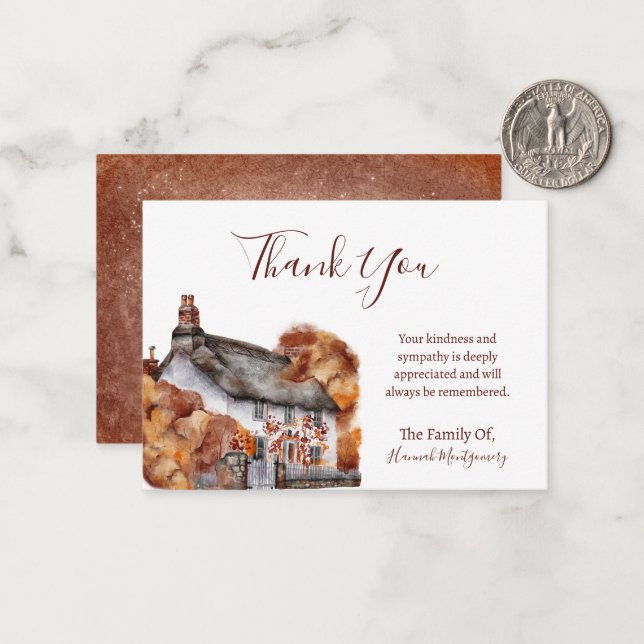 Carte de remerciements Sympathie de la forêt de ch (Devant/Arrière en situation)