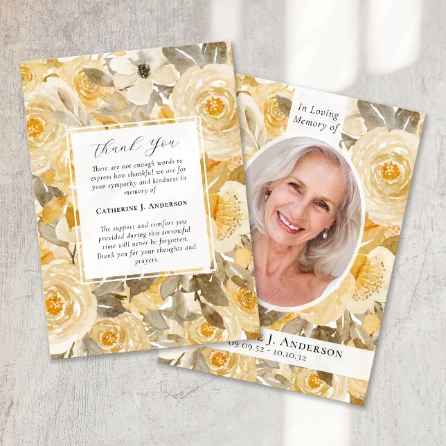 Carte De Remerciements Sympathie de la photo jaune des funérailles (Créateur téléchargé)