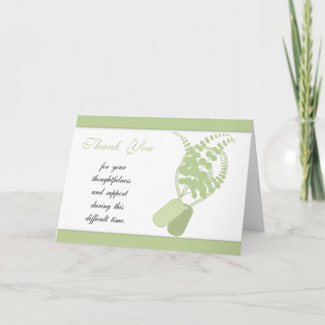 Carte De Remerciements Sympathie de Merci, perte de soldat militaire/ (Devant)