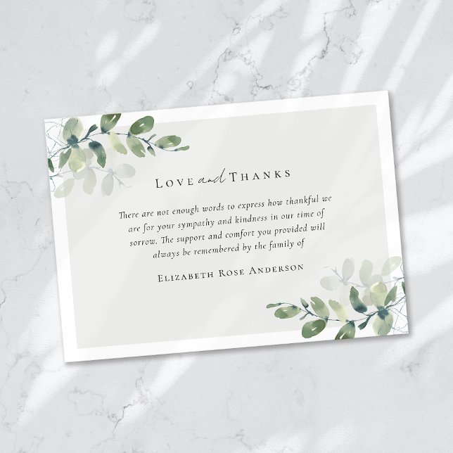 Carte De Remerciements Sympathie des eucalyptus (Créateur téléchargé)