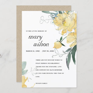 CARTE DE REMERCIEMENTS SYMPATHIE FLORALE CLAIRE ET JAUNE