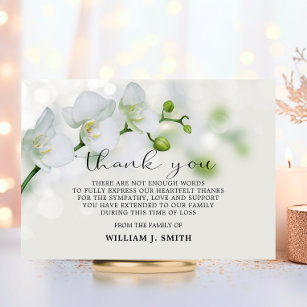 Carte De Remerciements Sympathie florale élégante Orchidées blanches MERC