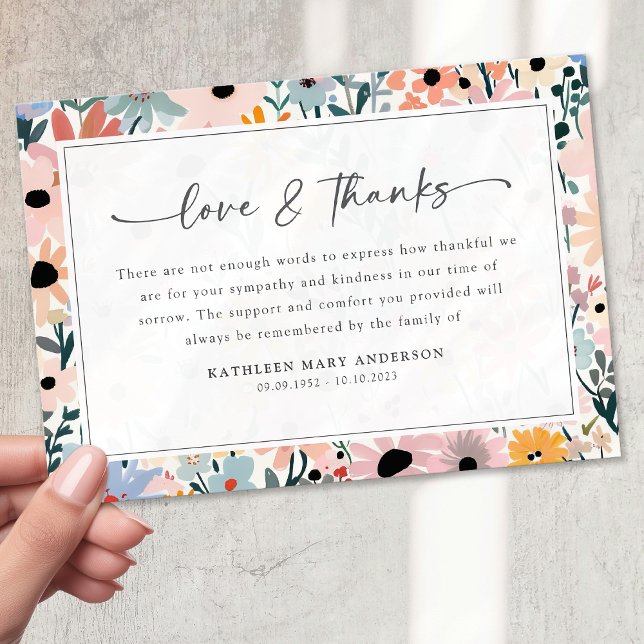 Carte De Remerciements Sympathie florale rose pâle aux funérailles (Créateur téléchargé)