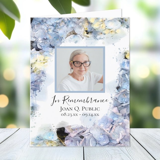 Carte De Remerciements Sympathie funéraire Blue Hydrangea Flower (Créateur téléchargé)