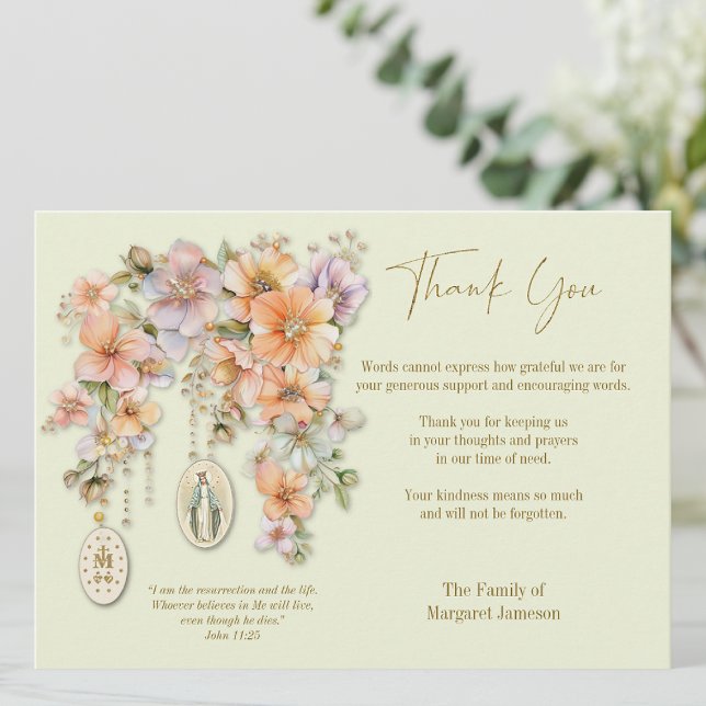 Carte De Remerciements Sympathie funéraire catholique Condolence Mary (Créateur téléchargé)