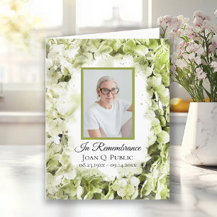 Carte De Remerciements Sympathie funéraire de la fleur d'Hydrangea verte