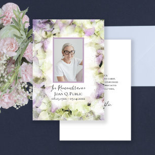 Carte De Remerciements Sympathie funéraire presque rose Hydrangea Aquarel