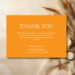 Carte De Remerciements Sympathie funéraire traditionnelle orange minimal