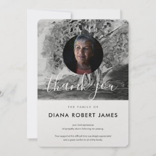 Carte De Remerciements Sympathie photo des arbres noirs et blancs chic