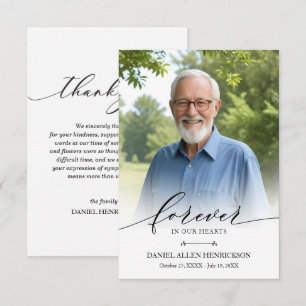 Carte De Remerciements Sympathie pour la mémoire funéraire de la photo mo