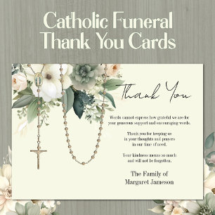 Carte De Remerciements Sympathie pour le Rosaire catholique aux funéraill