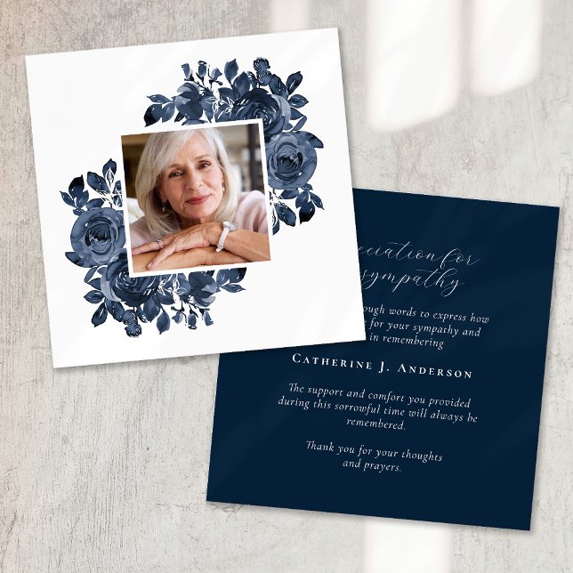 Carte De Remerciements Sympathie pour les funérailles des Roses bleus (Créateur téléchargé)