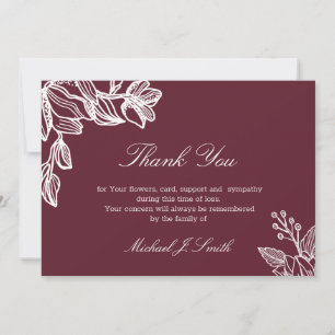 Carte De Remerciements Sympathie pour les funérailles modernes de la flor