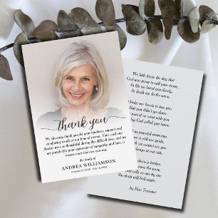 Carte De Remerciements Sympathie simple pour les photos funéraires