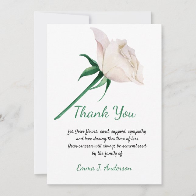 Carte De Remerciements Sympathy Bereavel Aquarelle Rose beige (Devant)