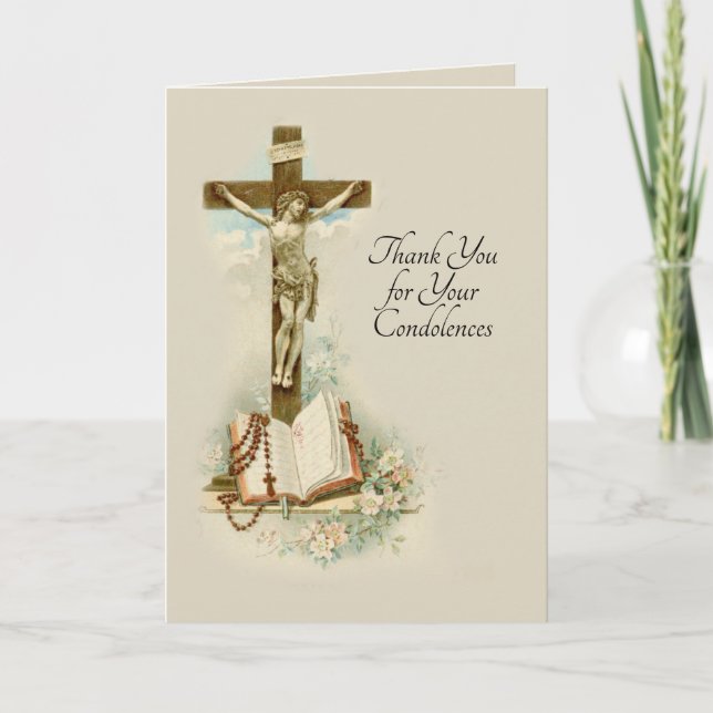 Carte De Remerciements Sympathy catholique traditionnel Condolence Thank  (Devant)