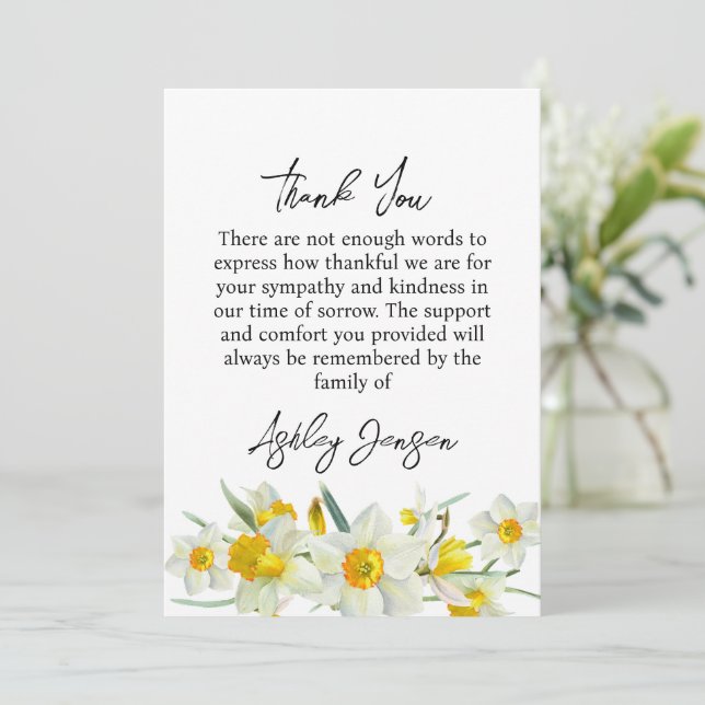 Carte De Remerciements Sympathy Daffodil Funeral Thank You Card (Debout devant)