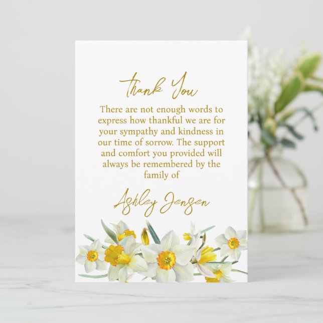 Carte De Remerciements Sympathy Daffodil Funeral Thank You Card (Debout devant)