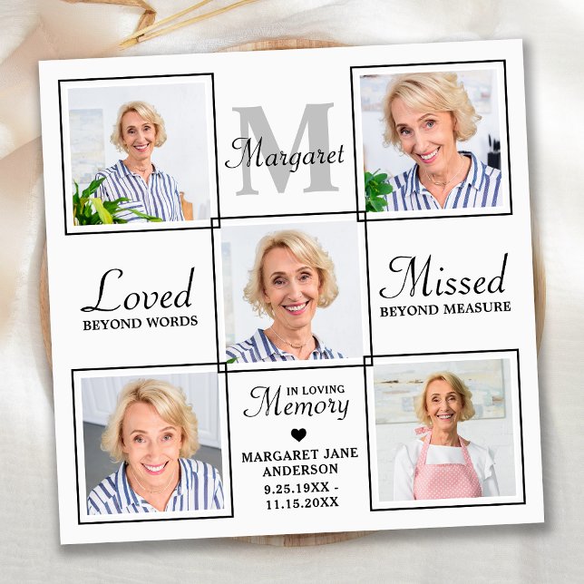 Carte De Remerciements Sympathy Elegant Photo Collage Funérailles commémo (Créateur téléchargé)