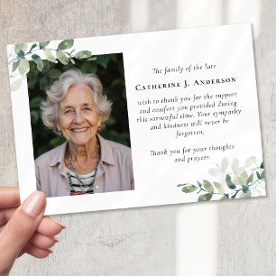 Carte De Remerciements Sympathy Eucalyptus Photo Funérailles