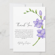 Sympathy Freesia Photo Funeral Thank You Card