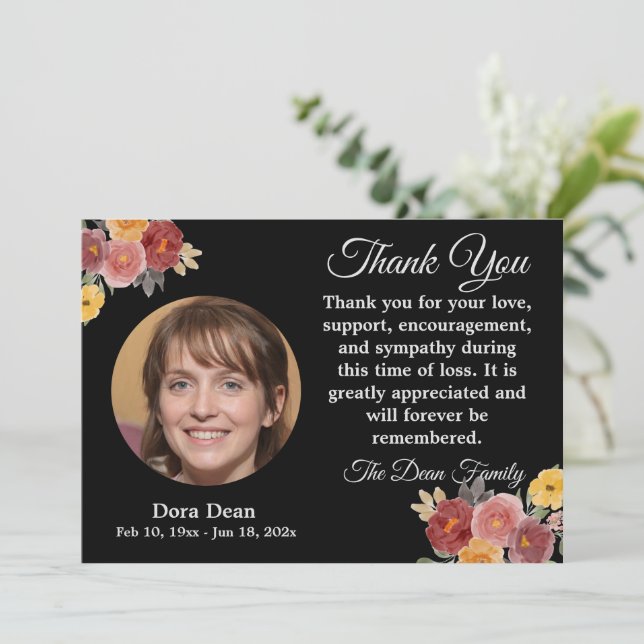 Carte De Remerciements Sympathy Funeral Remembrasser Mémorial Aquarelle   (Debout devant)