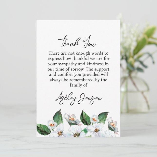 Carte De Remerciements Sympathy Jasmine Funeral Thank You Card (Debout devant)