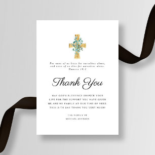 Carte De Remerciements Sympathy moderne Eucalyptus Cross Funérailles