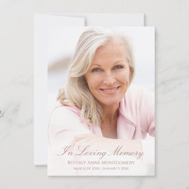 Carte De Remerciements Sympathy Simple Gold Script Photo Funérailles (Devant)