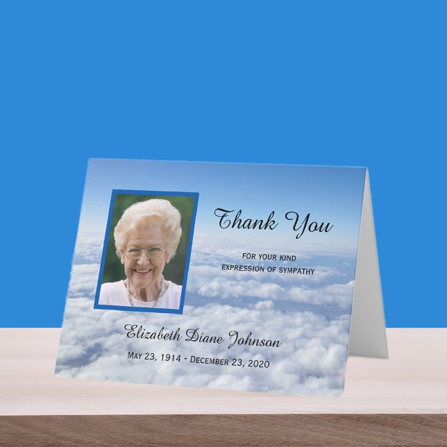 Carte De Remerciements Sympathy Thank You Note Card Photo in Nuages (Créateur téléchargé)