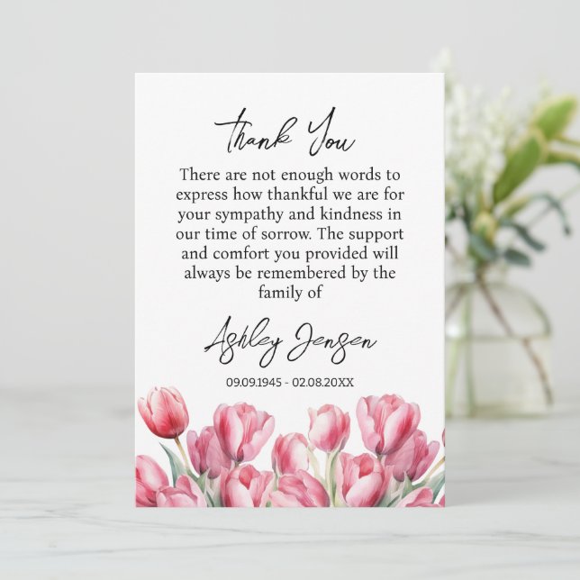 Carte De Remerciements Sympathy Tulip Funeral Thank You Card (Debout devant)