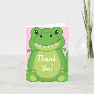 Carte De Remerciements T-Rex Dinosaur Baby shower rose