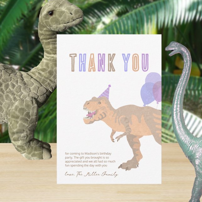 Carte De Remerciements T-Rex si mignon Enfants T Rex Fun Dinosaur Anniver (Custom thank you cards for after the dinosaur birthday party)