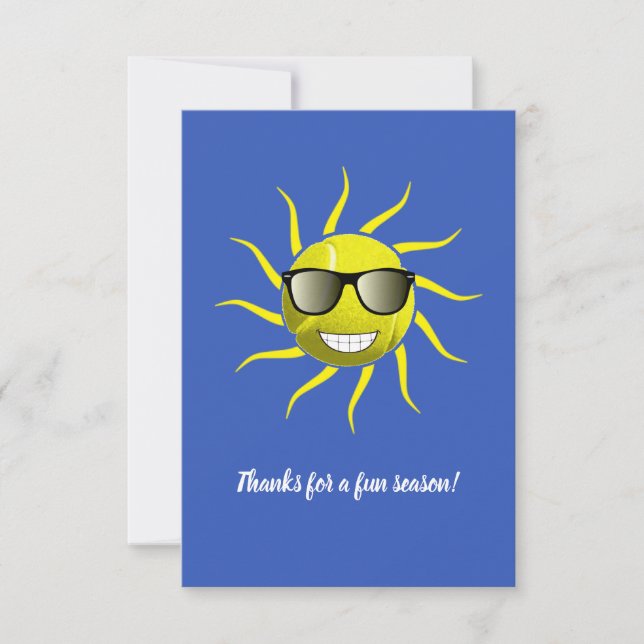 Carte De Remerciements T-shirt de Tennis Ball Cool Sun Face (Devant)