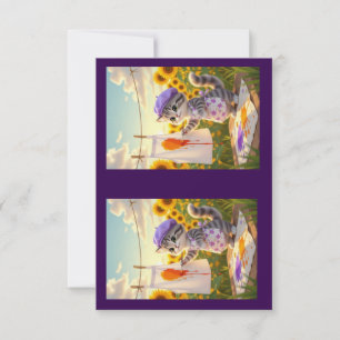 Carte De Remerciements Tabby Gris Peinture Chat